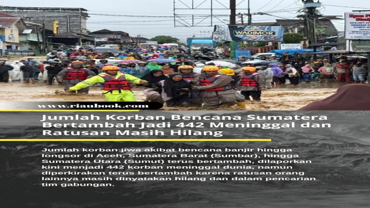 Jumlah Korban Bencana Sumatera Bertambah Jadi 442 Meninggal dan Ratusan Masih Hilang