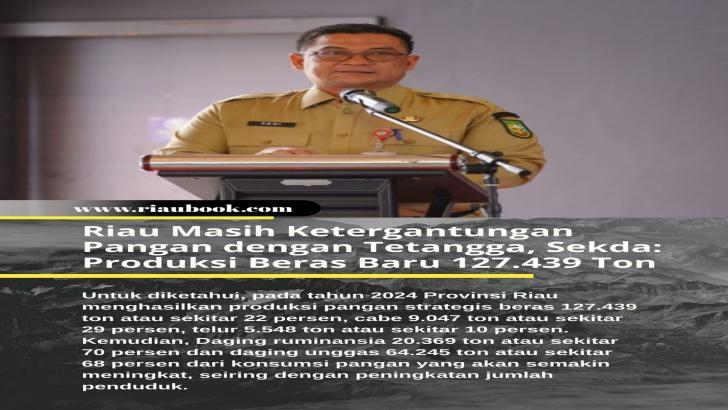 Riau Masih Ketergantungan Pangan dengan Tetangga, Sekda: Produksi Beras Baru 127.439 Ton