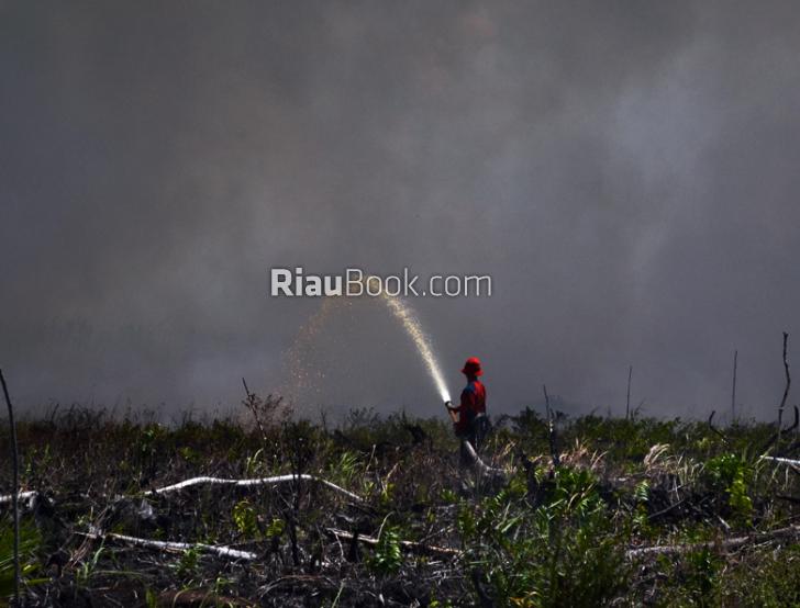 Petugas Damkar Dumai Pakai Uang Pribadi Beli Bensin Padamkan Lahan Terbakar