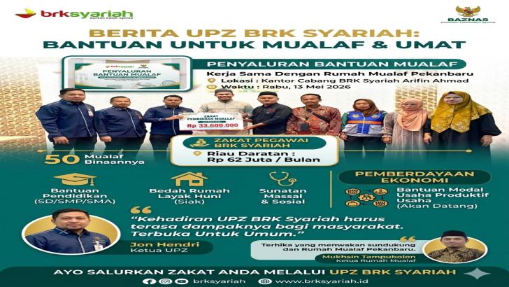 Zakat Pegawai BRK Syariah Mengalir ke Mualaf Pekanbaru: Bukti Nyata Kepedulian untuk Umat