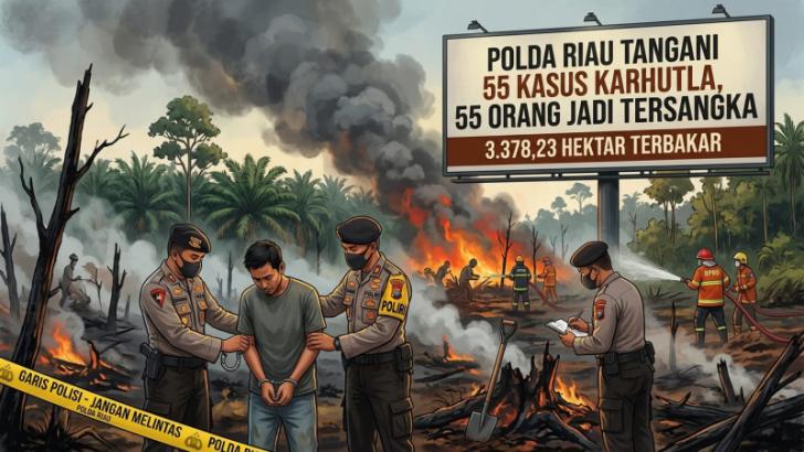 Polda Riau Tangani 55 Kasus Karhutla, 55 Orang Jadi Tersangka