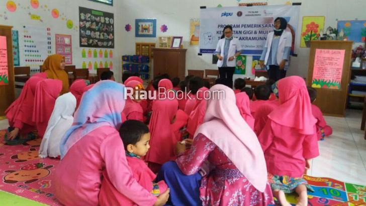Puluhan Anak TK Islam Akramunnas di Pekanbaru Periksa Kesehatan Gigi