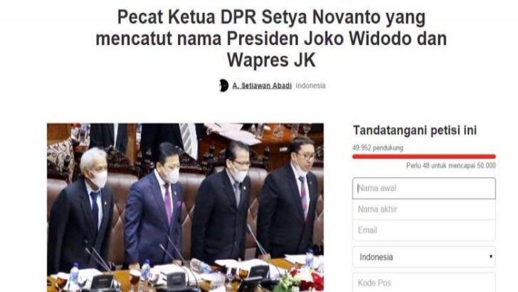 Petisi Desak Setya Novanto Mundur Tembus 50 Ribu Orang