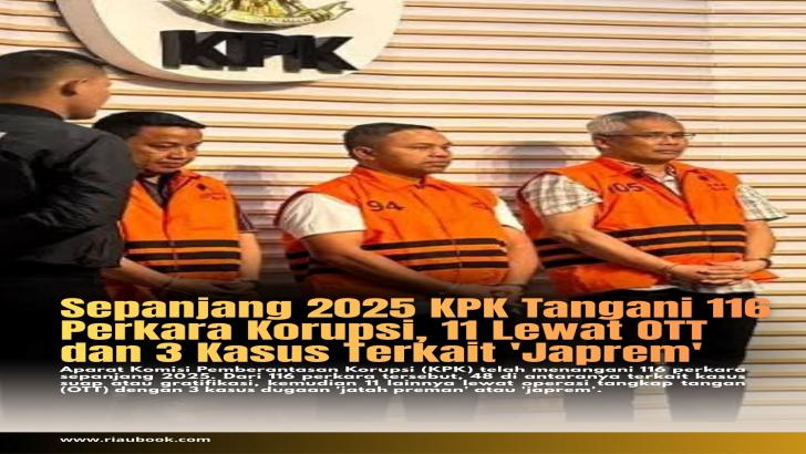 Sepanjang 2025 KPK Tangani 116 Perkara Korupsi, 11 Lewat OTT dan 3 Kasus Terkait 'Japrem'