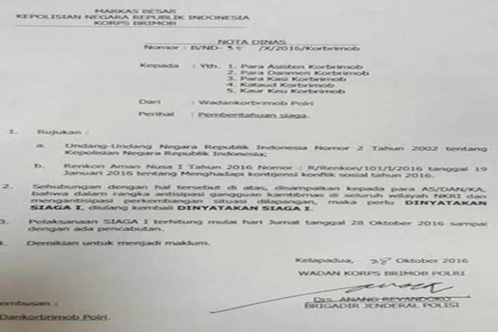 Polri Bantah Ada Indikasi Perang, Terkait Surat Edaran Siaga-1