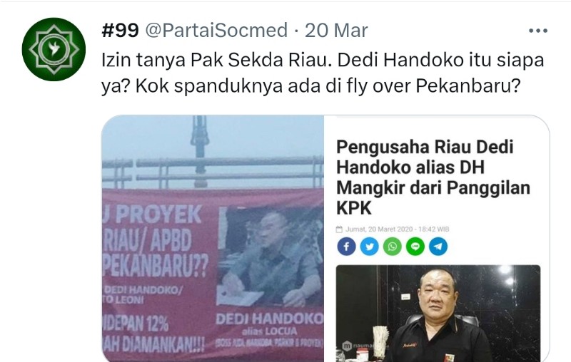 Izin Tanya Pak Sekda Riau, Dedi Handoko Itu Siapa Ya?