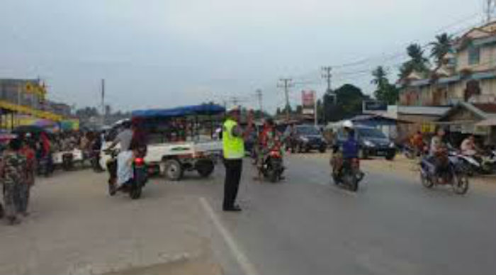 Polantas di Pekanbaru Amankan Lokasi Pasar Ramadan dari Kemacetan