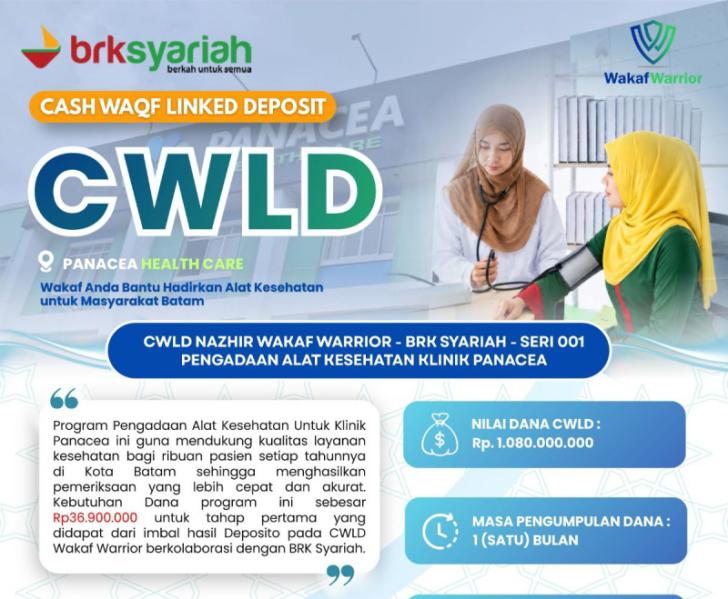 BRK Syariah dan Wakaf Warrior Hadirkan CWLD, Wujudkan Wakaf Produktif untuk Pengadaan Alat Kesehatan di Batam