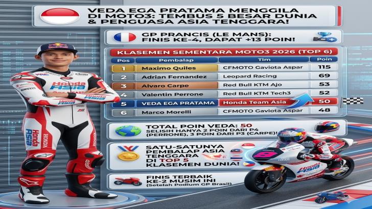 Veda Ega Pratama Menggila di Le Mans: Tembus 5 Besar Dunia dan Jadi Penguasa Asia Tenggara!
