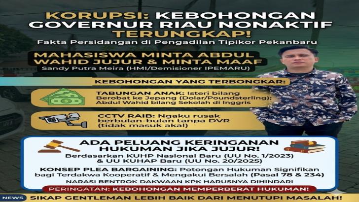 Aktivis HMI: Sebaiknya Abdul Wahid Minta Maaf ke Masyarakat Riau