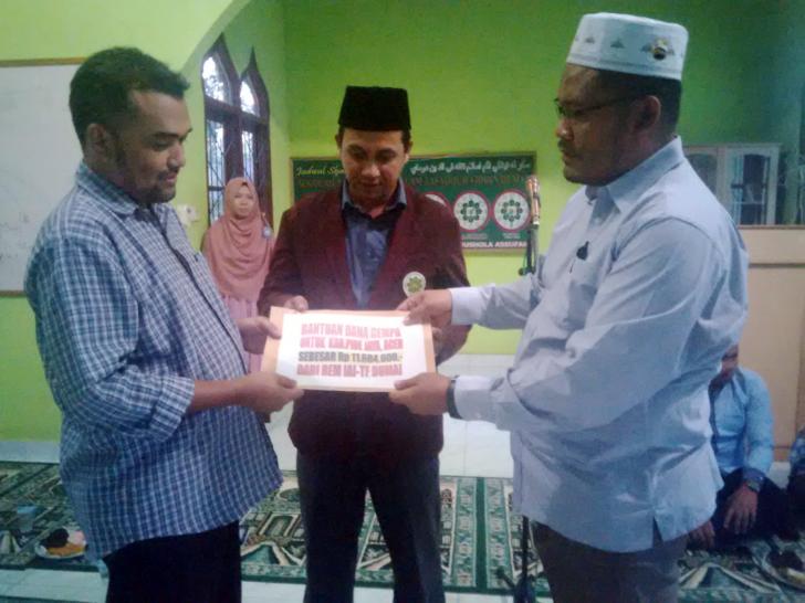 IAI TF Dumai Serahkan Hasil Penggalangan Dana Korban Gempa Melalui Hikmah