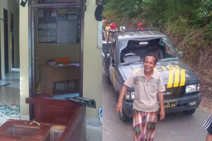 Dua Mobil Polisi Dirusak, Puluhan Suku Anak Dalam Serang Polsek Nibung