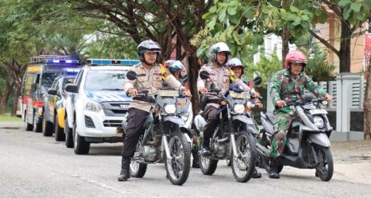 Pengamanan Pelantikan Presiden,  Polres Kepulauan Meranti Patroli Skala Besar bersama TNI