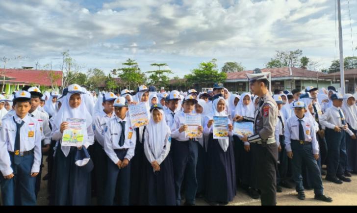Satlantas Polres Inhil Penyuluhan Tertib Lalu Lintas kepada Ratusan Pelajar di Tembilahan
