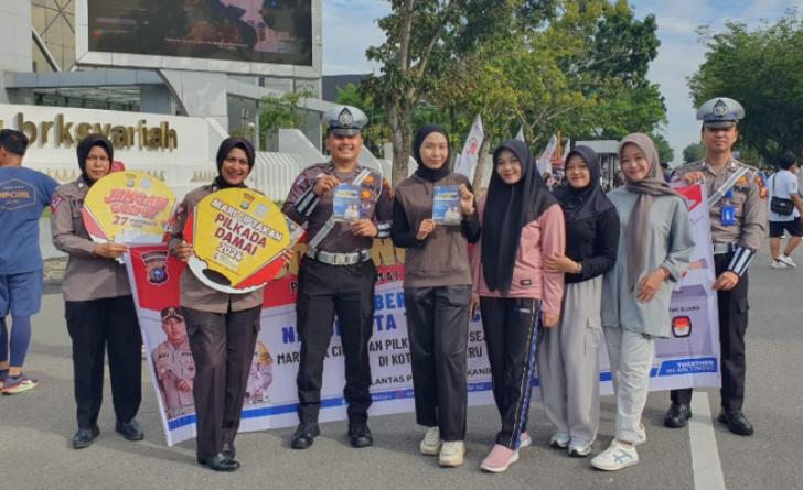 Satlantas Polresta Pekanbaru Pengamanan di Car Free Day Sekaligus Sosialisasi