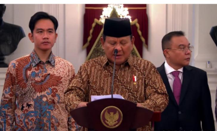 Presiden Prabowo Umumkan Susunan Kabinet Merah Putih, Berikut Ini Namanya