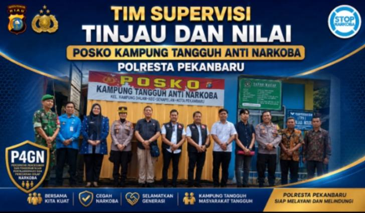 Tim Supervisi Tinjau Posko Kampung Tangguh Anti Narkoba Polresta Pekanbaru