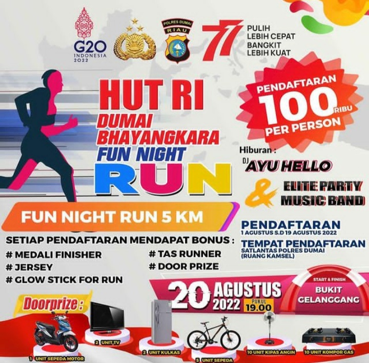 Besok malam Fun Night Run Polres Dumai bertabur hadiah dan doorprize