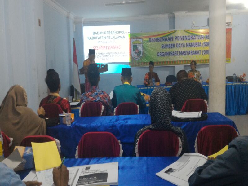 Kesbangpol Pelalawan Taja Pembinaan Peningkatan Kwalitas SDM Ormas