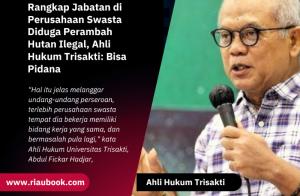 Direktur SPR Rangkap Jabatan di Perusahaan Swasta Diduga Perambah Hutan Ilegal, Ahli Hukum Trisakti: Bisa Pidana